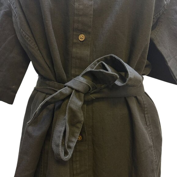 NWT Banana Republic Black Linen Shirt Dress With Tie Waist XL - Picture 6 of 8